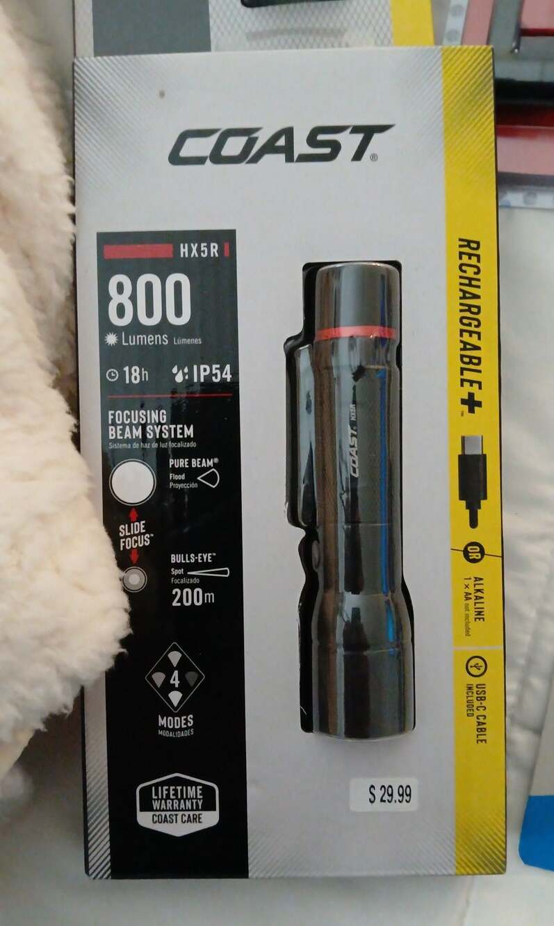 Coast PX19R Rechargeable Plus 2600 Lumen Handheld LED Flashlight